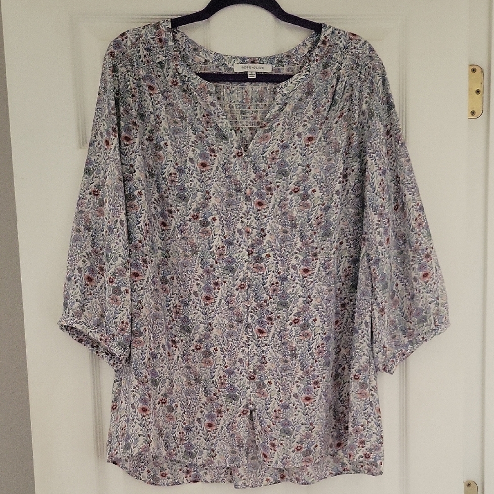 Rose & Olive Blue and White Relaxed Tunic Blouse